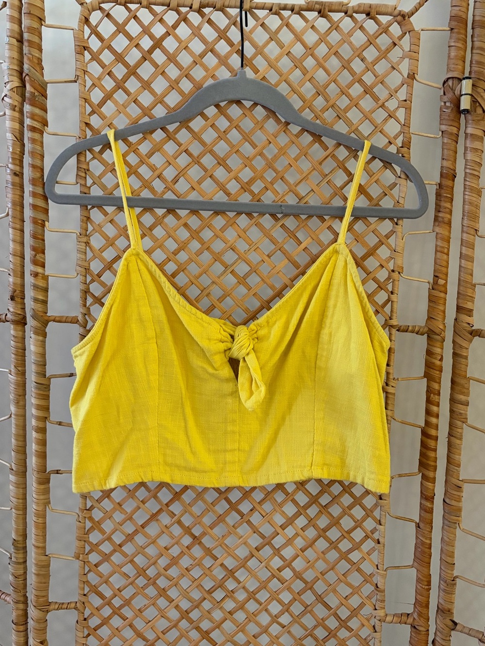 aerie Yellow Tie-Front Cropped Cami